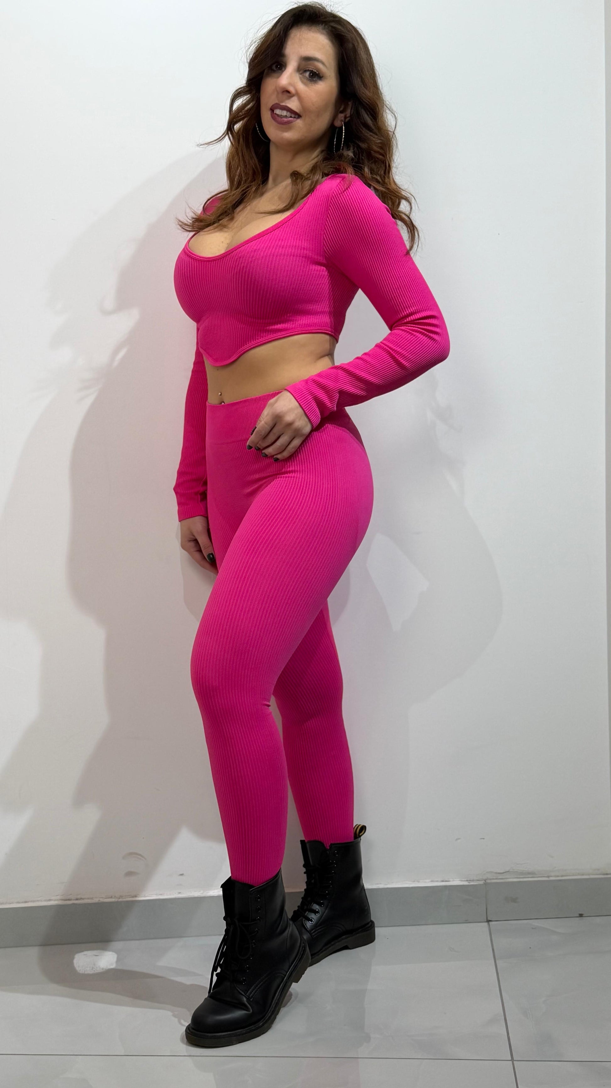 Coordinato a costine fuxia