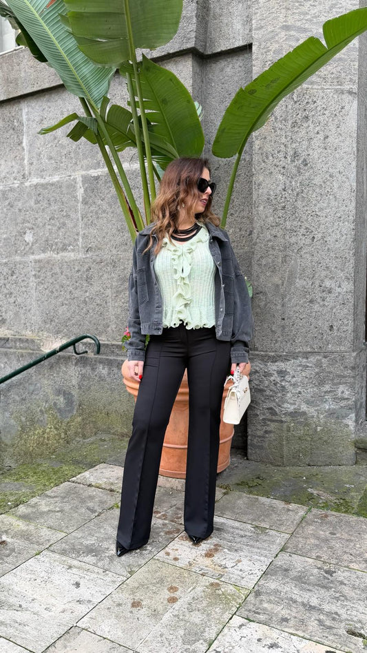 Pantalone classico a zampa nero