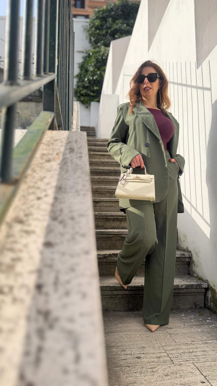 Tailleur 2 bottoni verde