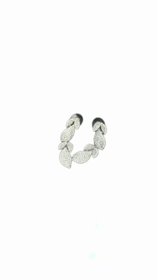 Orecchini foglie e strass argento