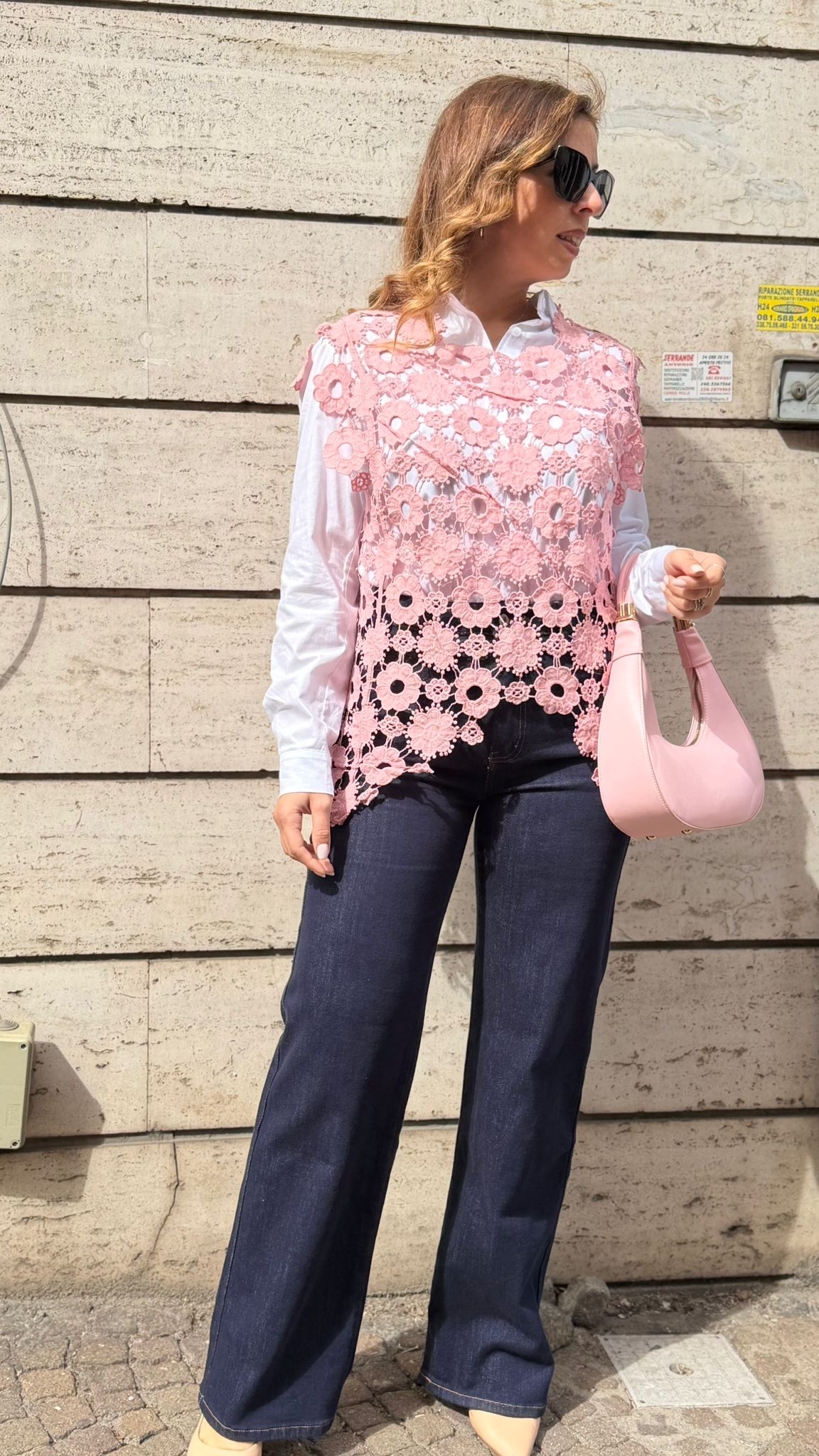 Blusa macramè asimmetrica